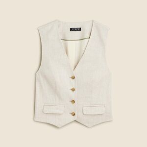 J.Crew White Buttoned Linen Vest